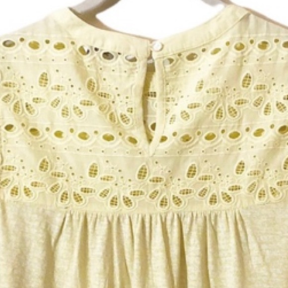 Embroidered Eyelet Lace Sleeveless Crew Neck Shiffly Tank Top Lucky Brand Yellow - Picture 12 of 15